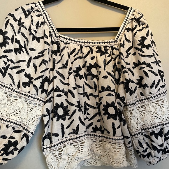 Christian Sirano square neck boho blouse XS - Picture 3 of 4